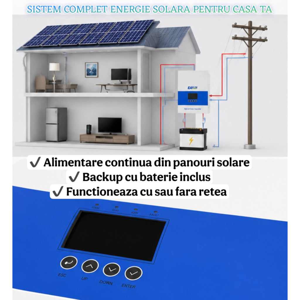 Invertor Solar 6.5KW 48V WiFi inclus, MPPT 120A, Unda Sinusoidala Pura, Paralel, Incarcator Baterii, SLSpeed SMS 6.5KP-48V